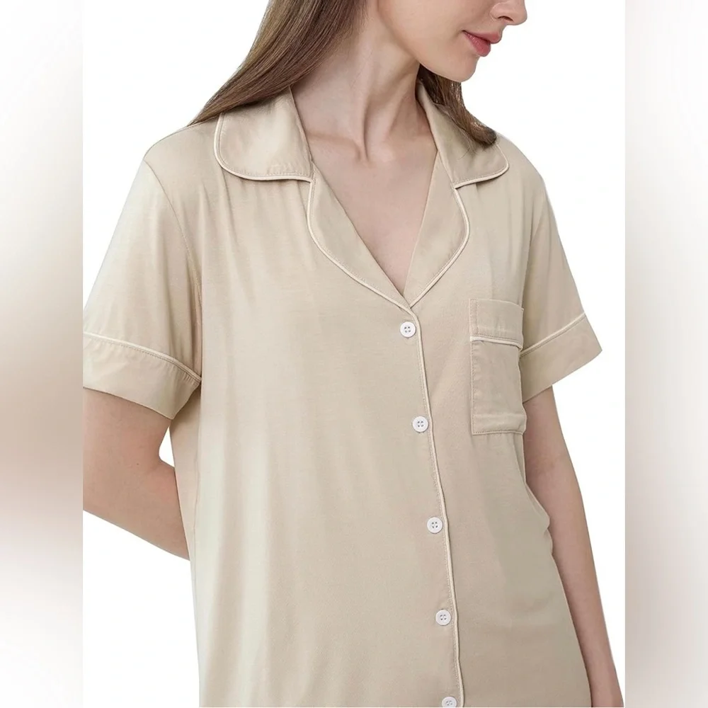 NWT Pajama Set for Women Soft Capri Button Up Cooling Pjs Set/Size Small - Picture 4 of 11